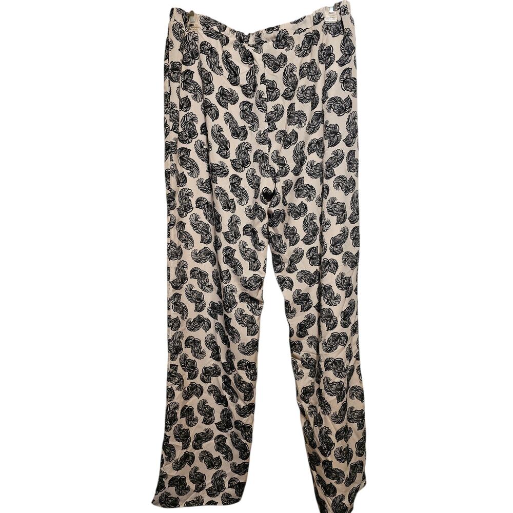 Premise Studio Lined Paisley Pants Womens Medium Quiet Luxury Office Black Cream